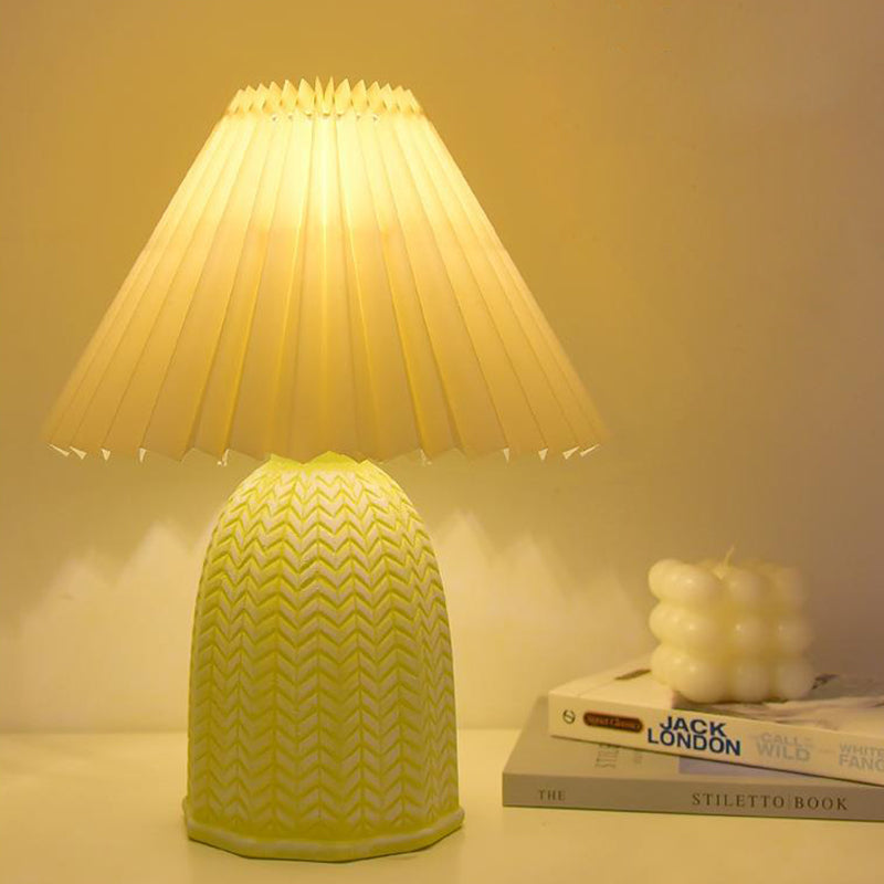 Contemporary Nordic Table Lamp – 1-Light Fabric & Ceramic Frustum Cone Lamp for Bedroom