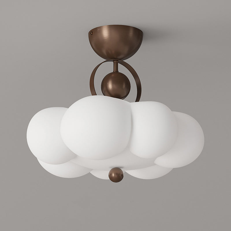 Traditional French Cloud Ceiling Light – Round Iron & PE LED Semi-Flush Mount for Bedroom