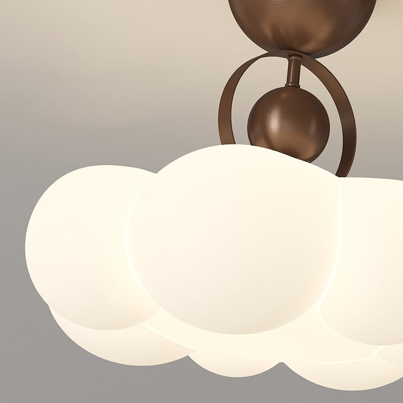 Traditional French Cloud Ceiling Light – Round Iron & PE LED Semi-Flush Mount for Bedroom