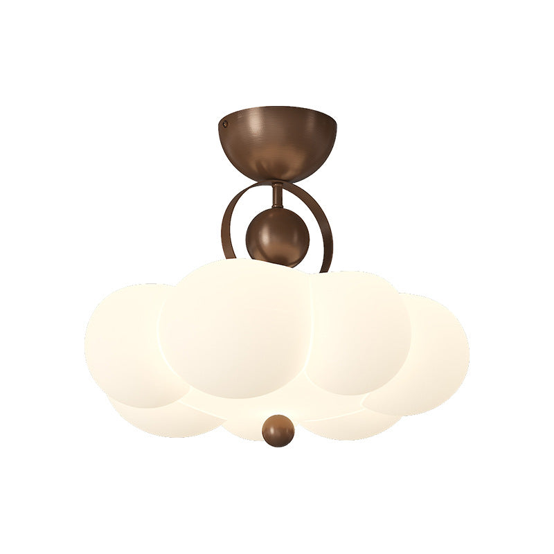 Traditional French Cloud Ceiling Light – Round Iron & PE LED Semi-Flush Mount for Bedroom