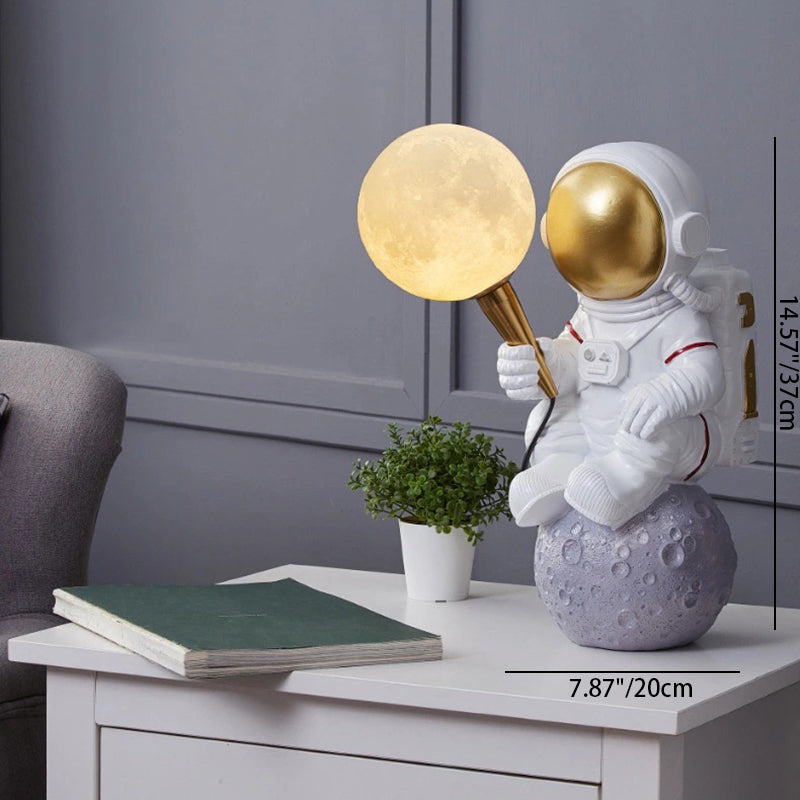 Creative Kids Table Lamp – 1-Light Cartoon Astronaut Resin Lamp for Bedroom