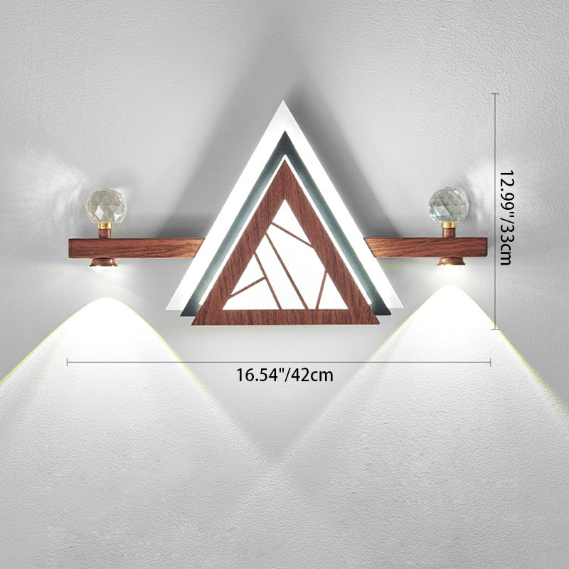 Traditional Chinese Triangle Iron Crystal Acrylic LED Wall Sconce Lamp For Bedroom