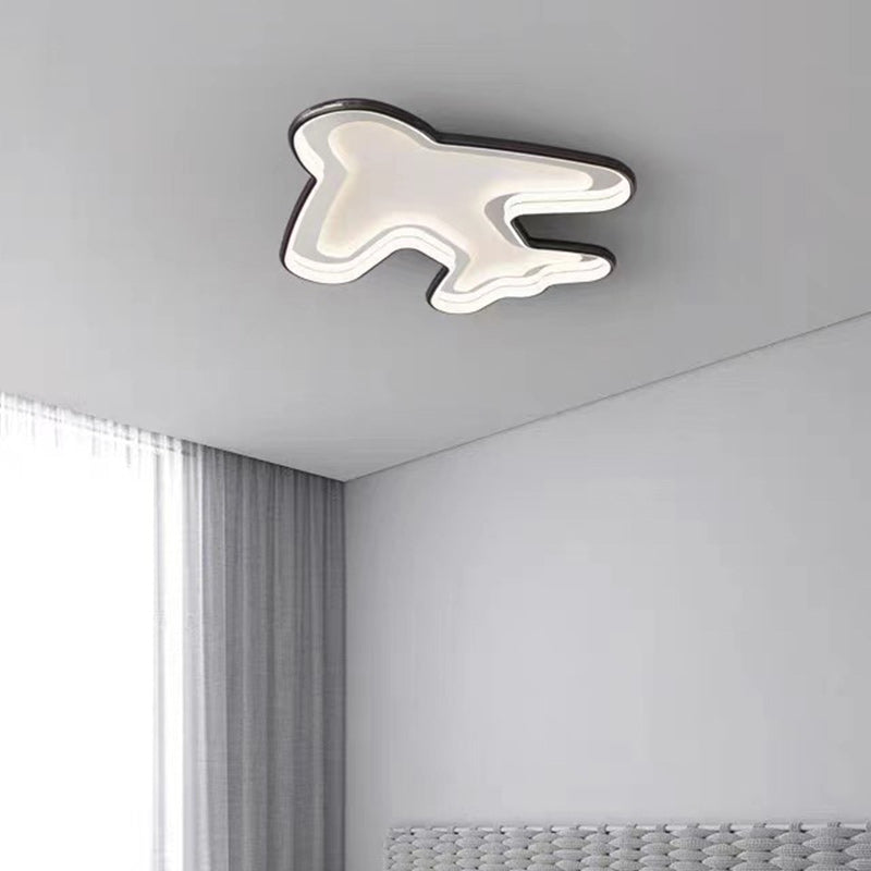 Modern Simplicity Kids Airplane Metal Aluminum PC LED Flush Mount Ceiling Light For Bedroom