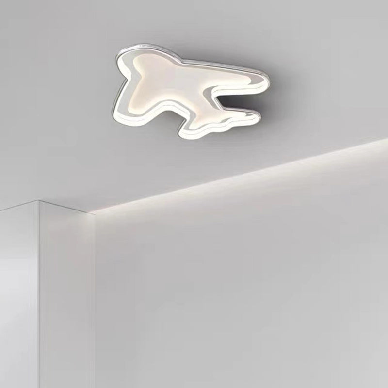 Modern Simplicity Kids Airplane Metal Aluminum PC LED Flush Mount Ceiling Light For Bedroom
