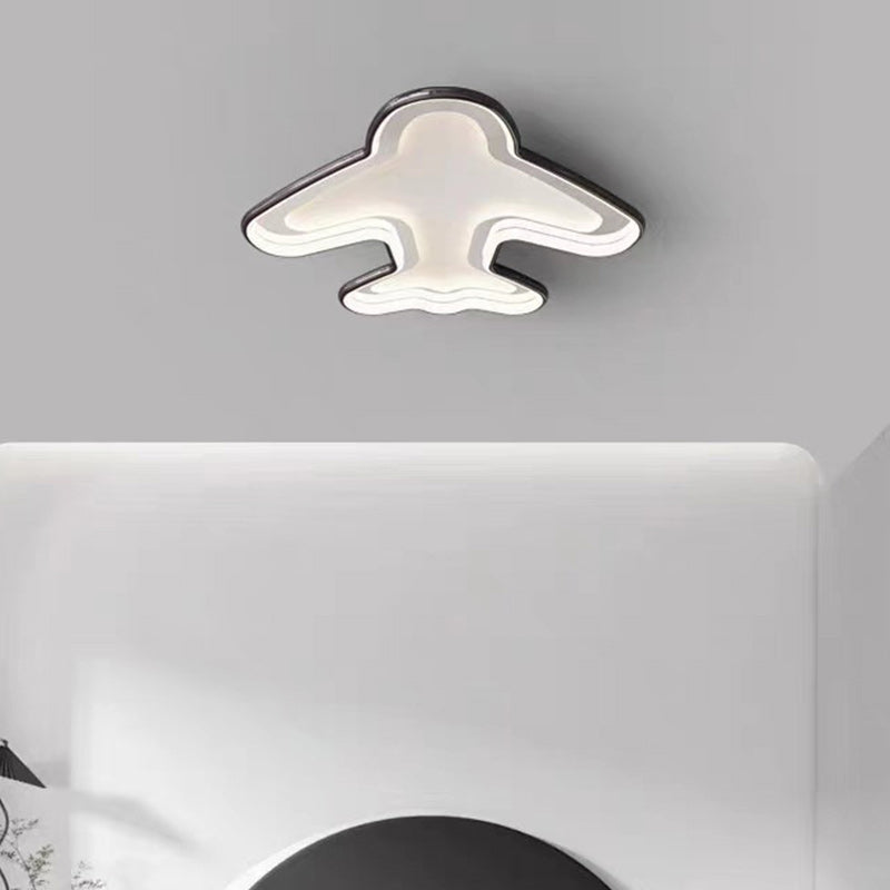Modern Simplicity Kids Airplane Metal Aluminum PC LED Flush Mount Ceiling Light For Bedroom