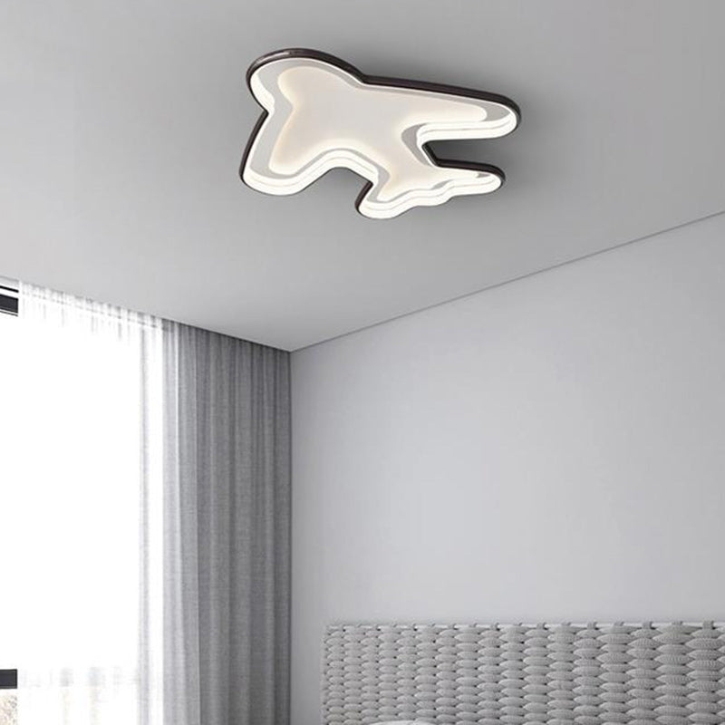 Modern Simplicity Kids Airplane Metal Aluminum PC LED Flush Mount Ceiling Light For Bedroom
