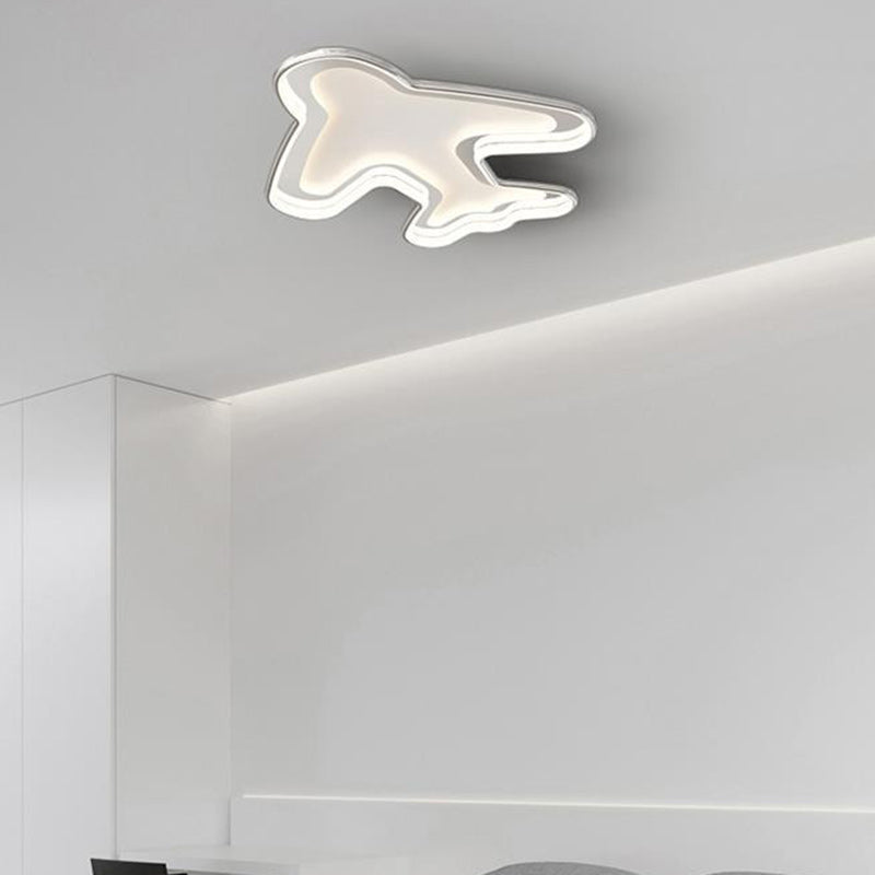 Modern Simplicity Kids Airplane Metal Aluminum PC LED Flush Mount Ceiling Light For Bedroom