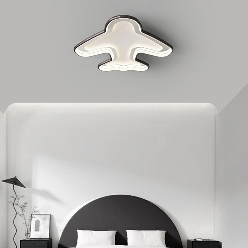 Modern Simplicity Kids Airplane Metal Aluminum PC LED Flush Mount Ceiling Light For Bedroom