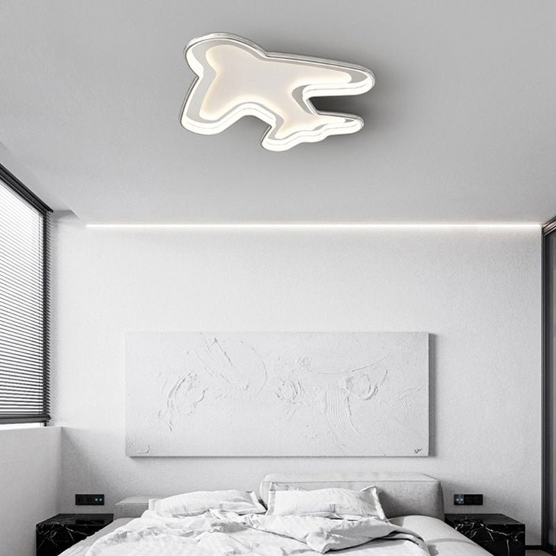Modern Simplicity Kids Airplane Metal Aluminum PC LED Flush Mount Ceiling Light For Bedroom