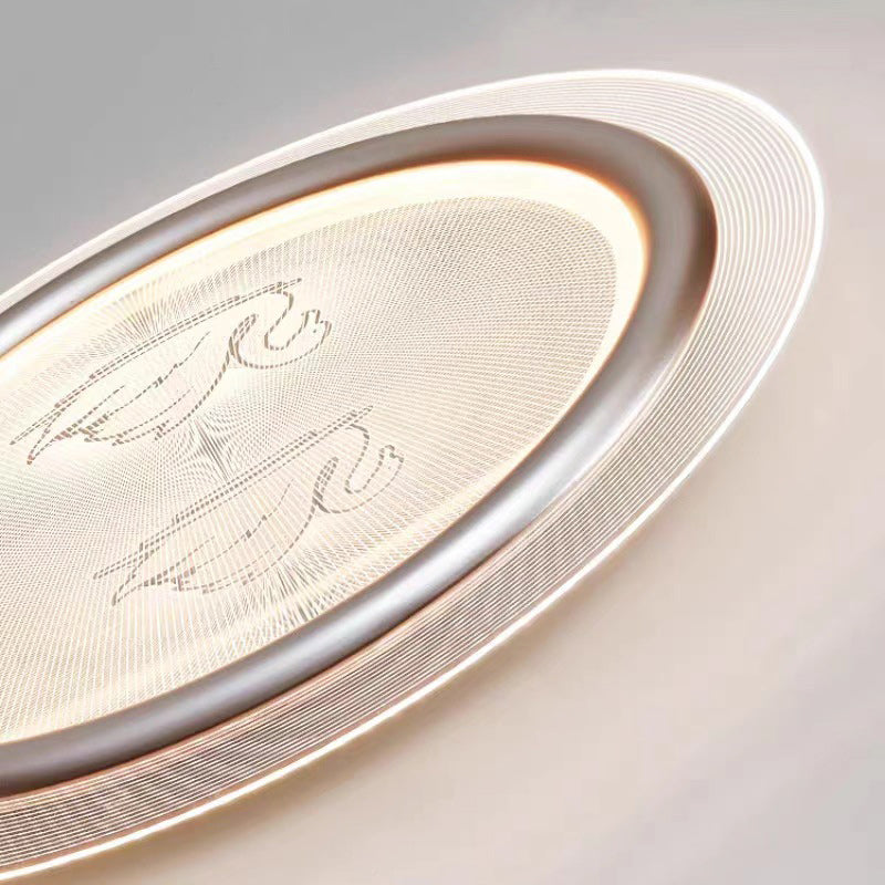 Contemporary Nordic Kids Swan Round Iron Aluminum Acrylic LED Flush Mount Ceiling Light For Bedroom