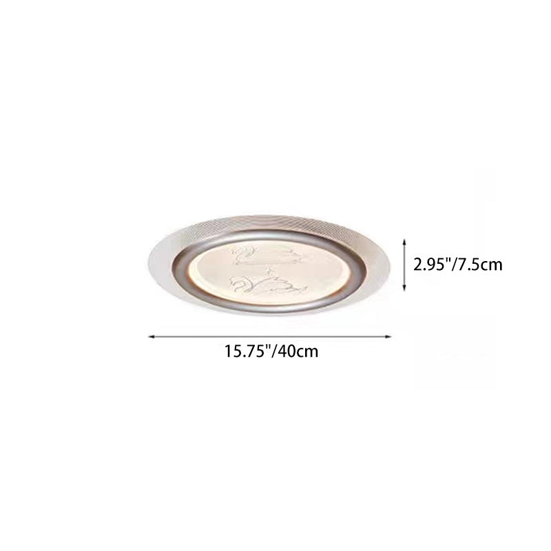 Contemporary Nordic Kids Swan Round Iron Aluminum Acrylic LED Flush Mount Ceiling Light For Bedroom