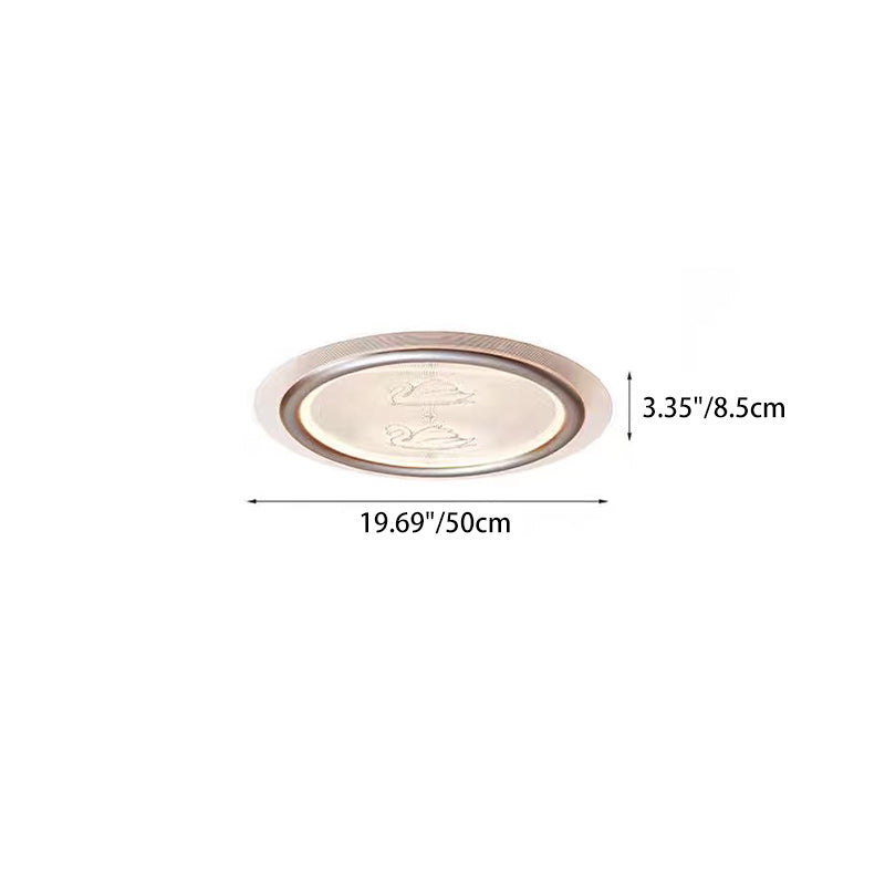 Contemporary Nordic Kids Swan Round Iron Aluminum Acrylic LED Flush Mount Ceiling Light For Bedroom
