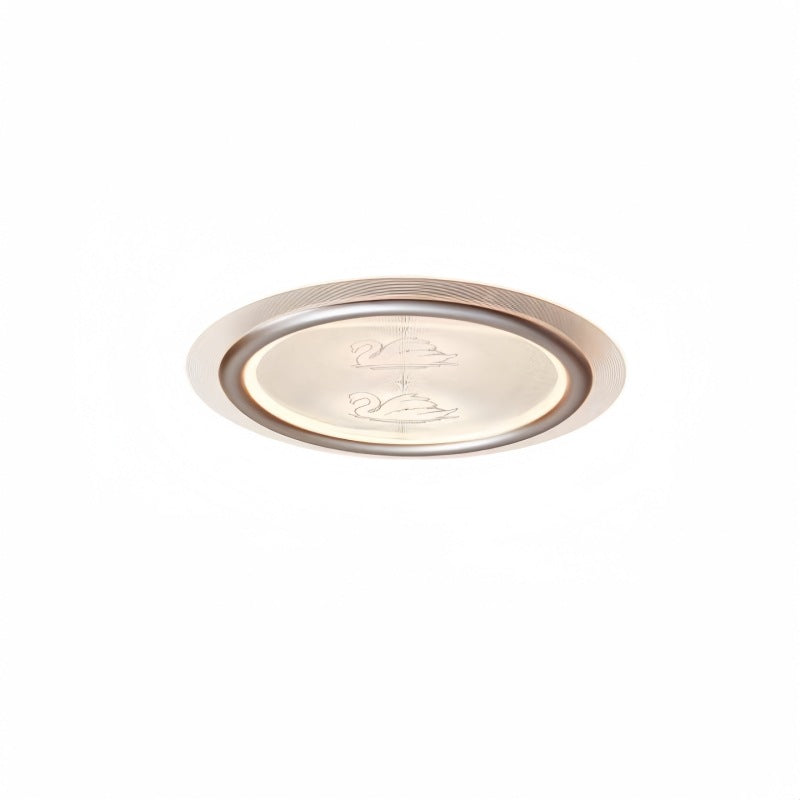 Contemporary Nordic Kids Swan Round Iron Aluminum Acrylic LED Flush Mount Ceiling Light For Bedroom