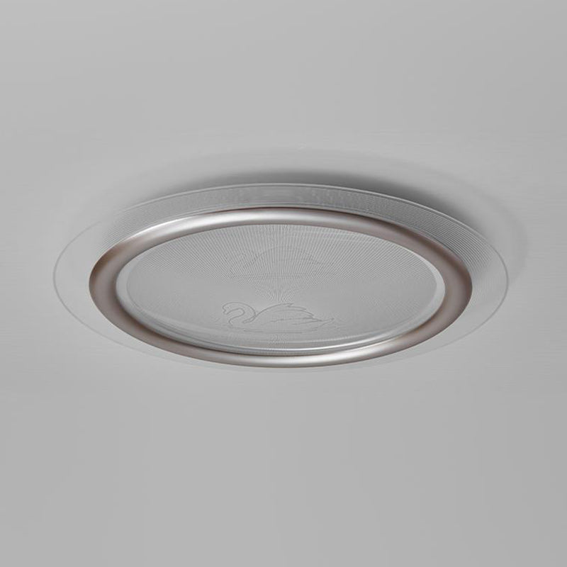 Contemporary Nordic Kids Swan Round Iron Aluminum Acrylic LED Flush Mount Ceiling Light For Bedroom