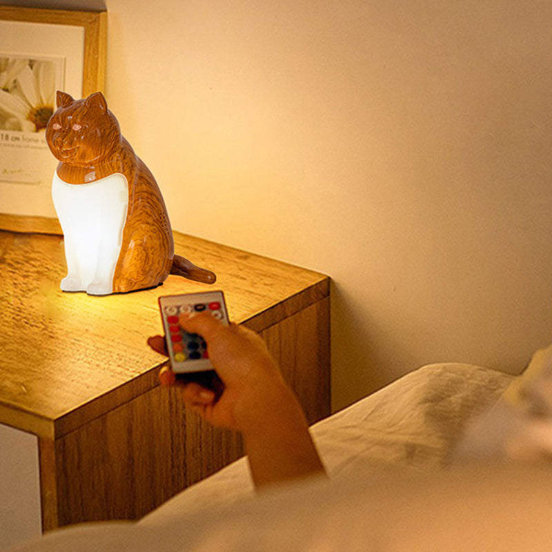 Modern Art Deco Cute Kitty Plastic Table Lamp LED for Bedroom