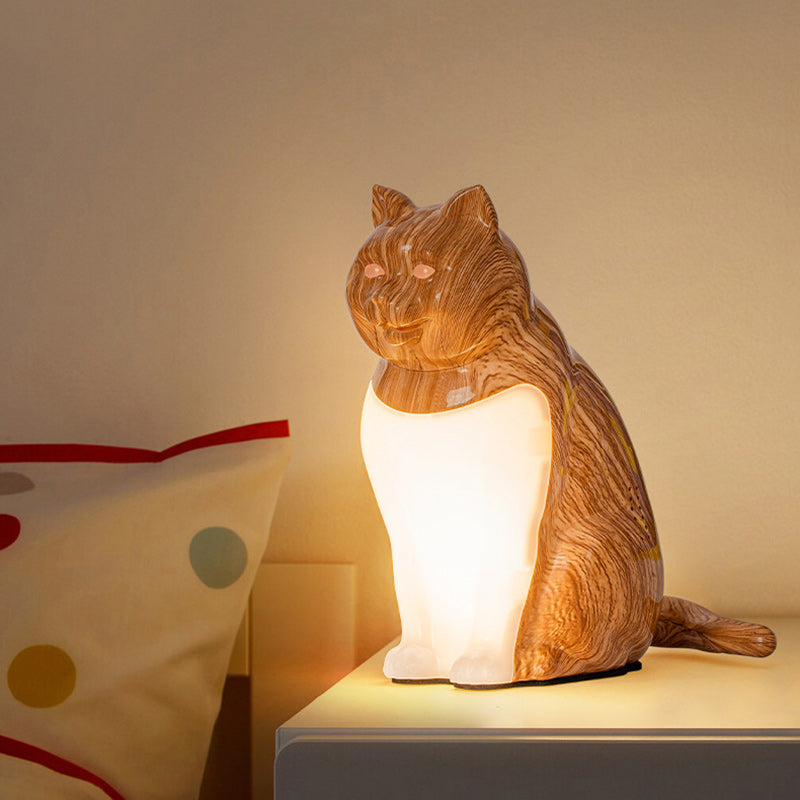 Modern Art Deco Cute Kitty Plastic Table Lamp LED for Bedroom