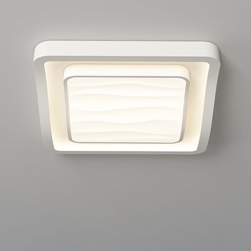 Contemporary Nordic Water Ripple Design Square Iron Acrylic LED Flush Mount Ceiling Light for Bedroom