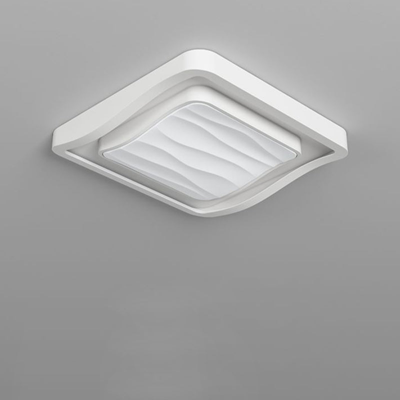 Contemporary Nordic Water Ripple Design Square Iron Acrylic LED Flush Mount Ceiling Light for Bedroom