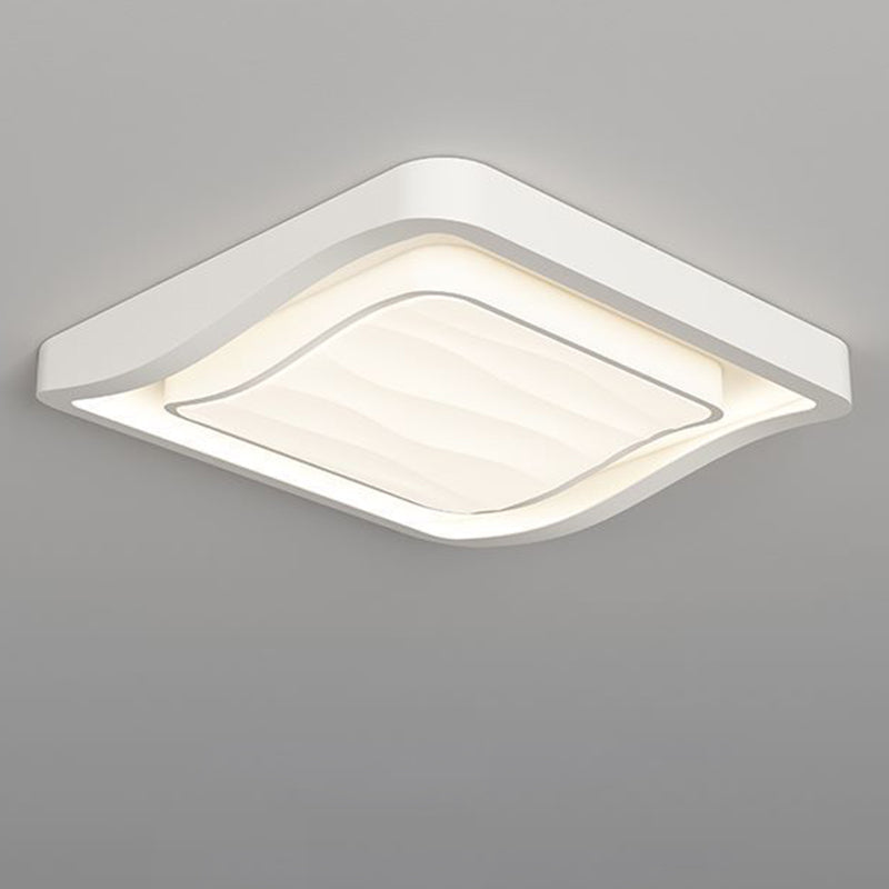Contemporary Nordic Water Ripple Design Square Iron Acrylic LED Flush Mount Ceiling Light for Bedroom