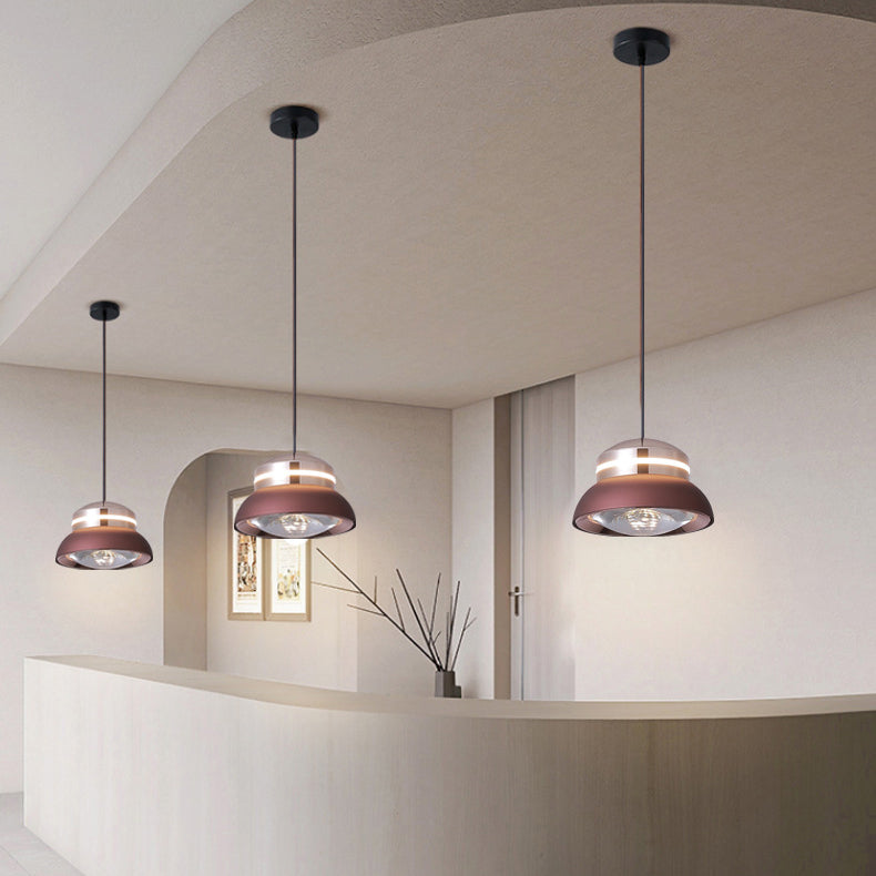 مصباح LED معلق على شكل قبة معاصر - مصباح معلق إبداعي من الألومنيوم والأكريليك لغرفة النوم