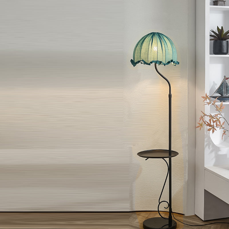 Traditional French Dome Metal Fabric 1-Light Standing Floor Lamp For Living Room