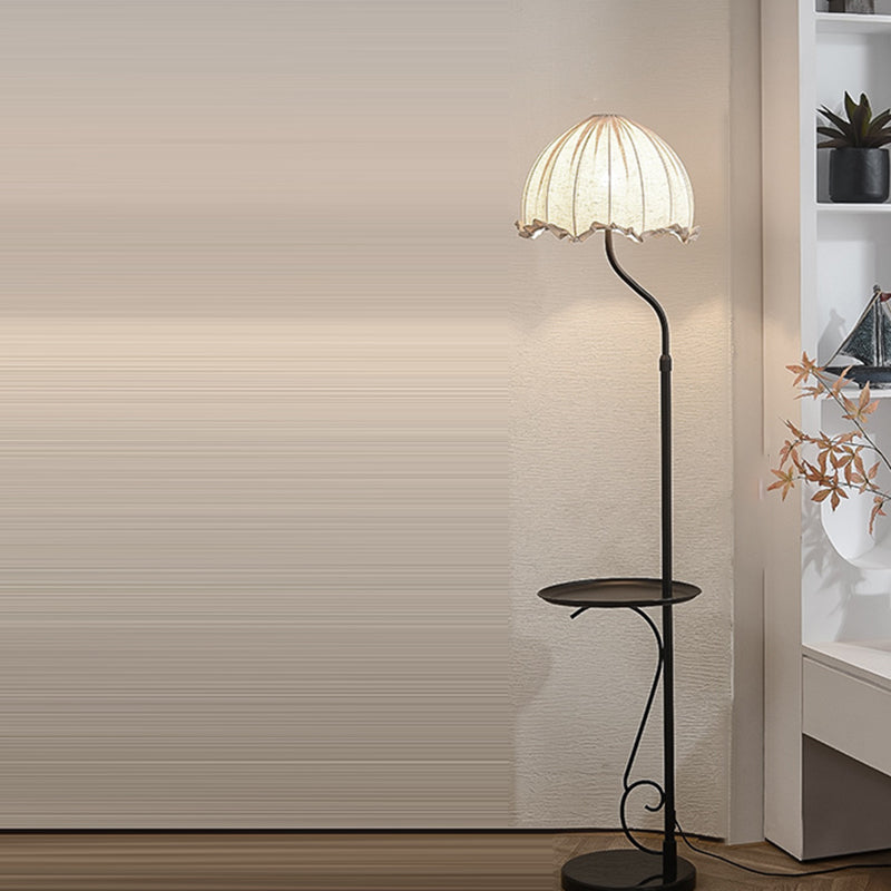 Traditional French Dome Metal Fabric 1-Light Standing Floor Lamp For Living Room
