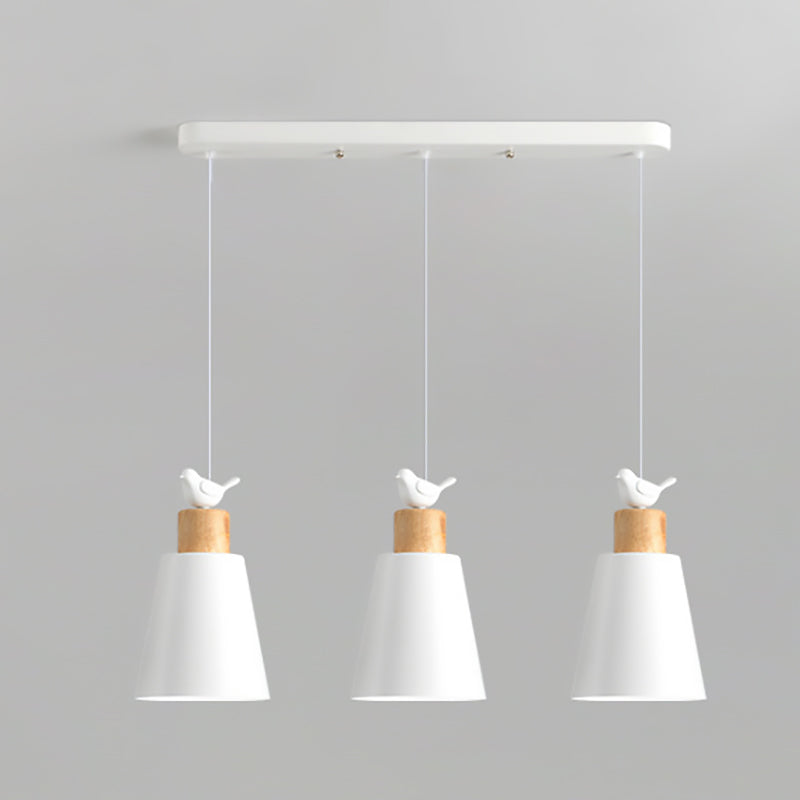 Contemporary Nordic 3-Light Chandelier – Frustum Cone Shades with Solid Wood & Metal for Dining Room Island