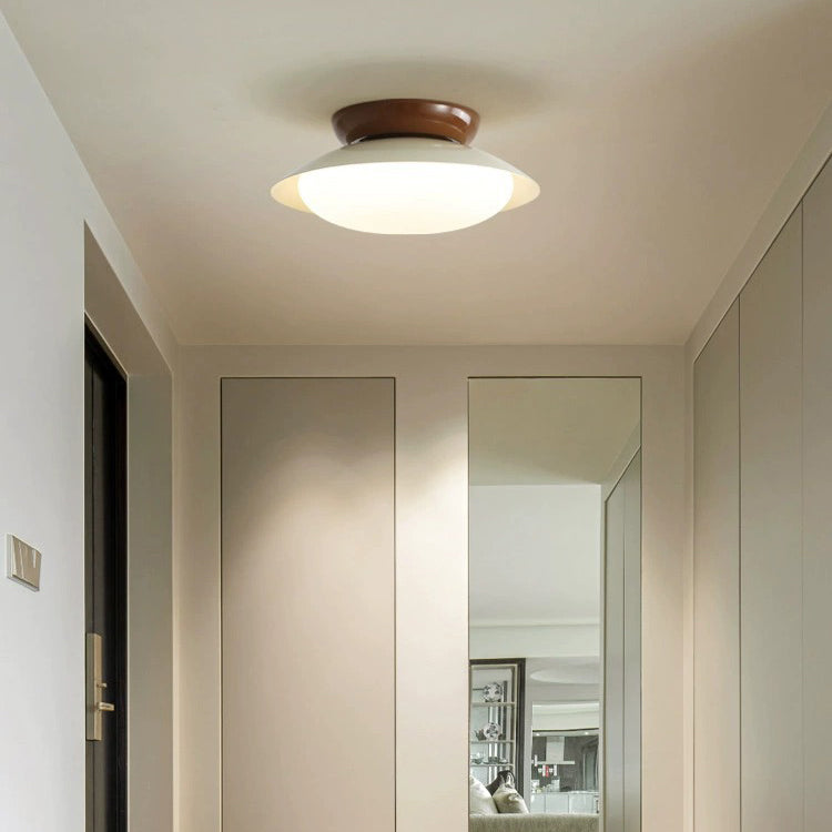 Traditional French Cone LED Ceiling Light – Semi-Flush Mount in Iron & PE for Bedroom