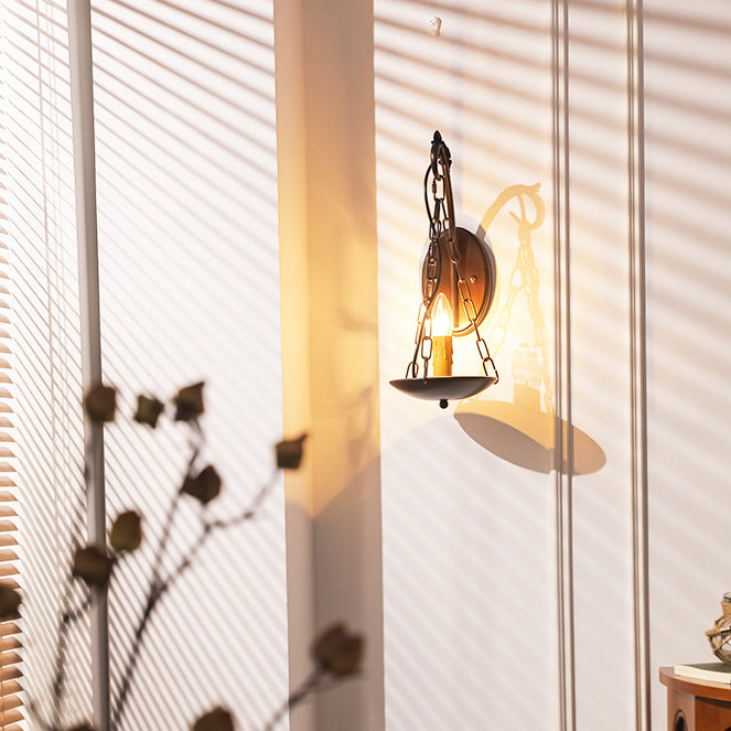Traditional Vintage Candle Iron PC 1-Light Wall Sconce Lamp For Hallway