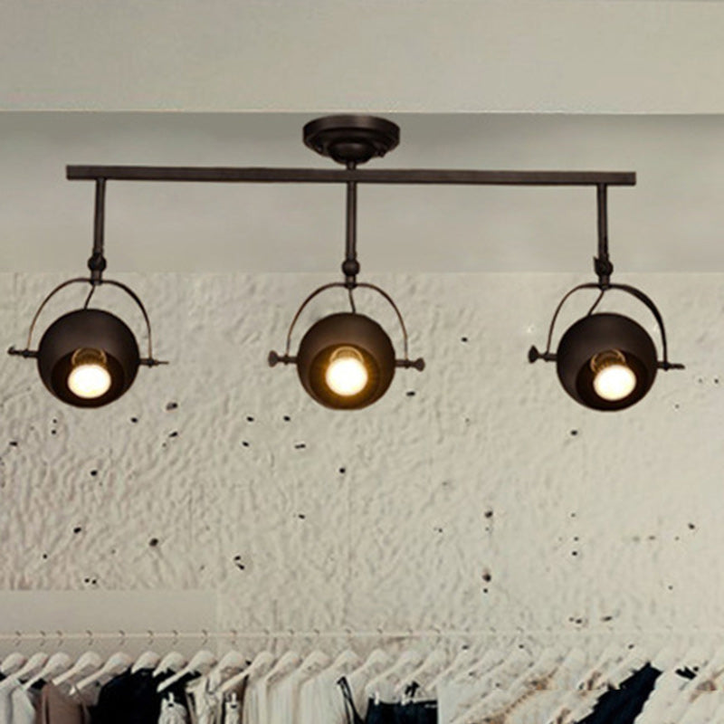 Contemporary Industrial Globe Metal Iron 1/2/3/4 Light Semi-Flush Mount Ceiling Light For Living Room