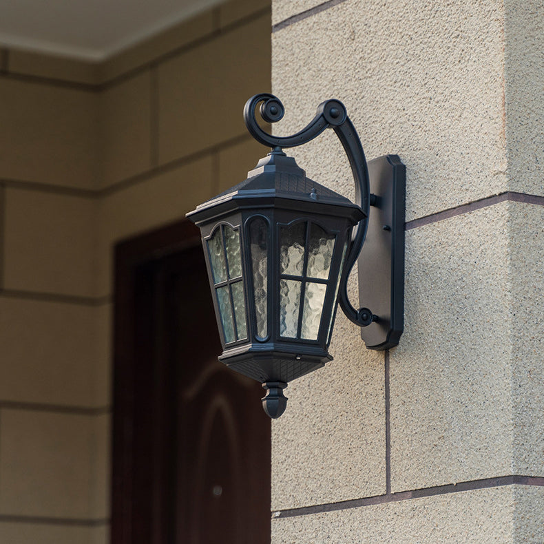 Traditional European Lantern Waterproof Aluminum Glass 1-Light Wall Sconce Lamp For Outdoor Patio