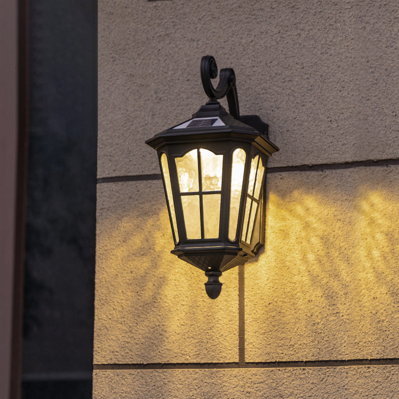 Traditional European Lantern Waterproof Aluminum Glass 1-Light Wall Sconce Lamp For Outdoor Patio
