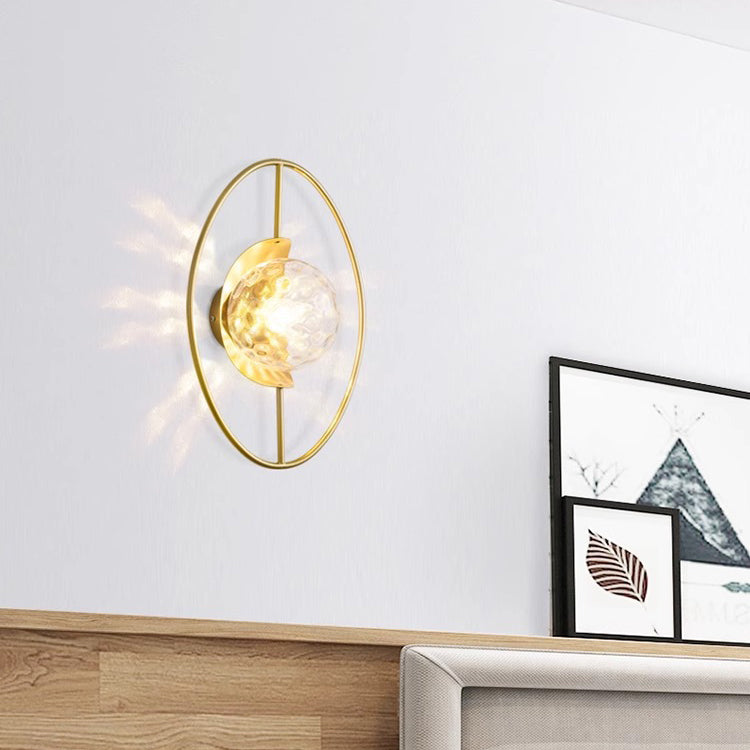 Contemporary Nordic Oval Iron 1-Light Wall Sconce Lamp For Living Room