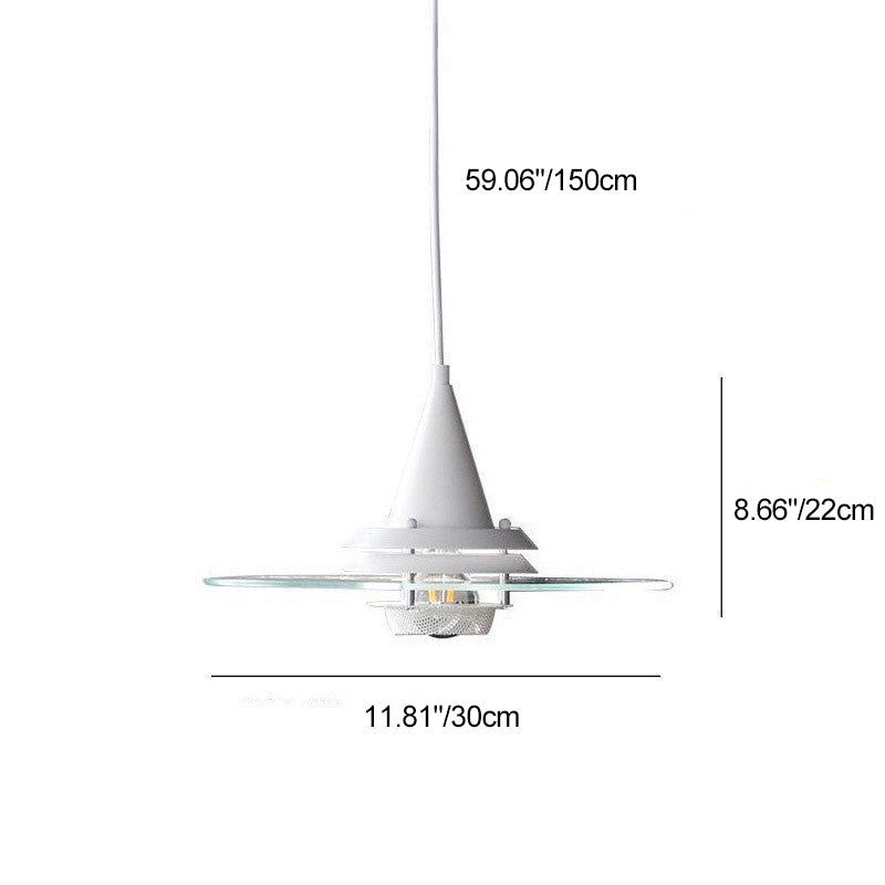 Contemporary Scandinavian Flying Saucer Iron Glass 1-Light Pendant Light For Living Room