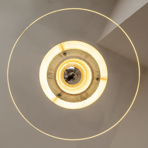 Contemporary Scandinavian Flying Saucer Iron Glass 1-Light Pendant Light For Living Room