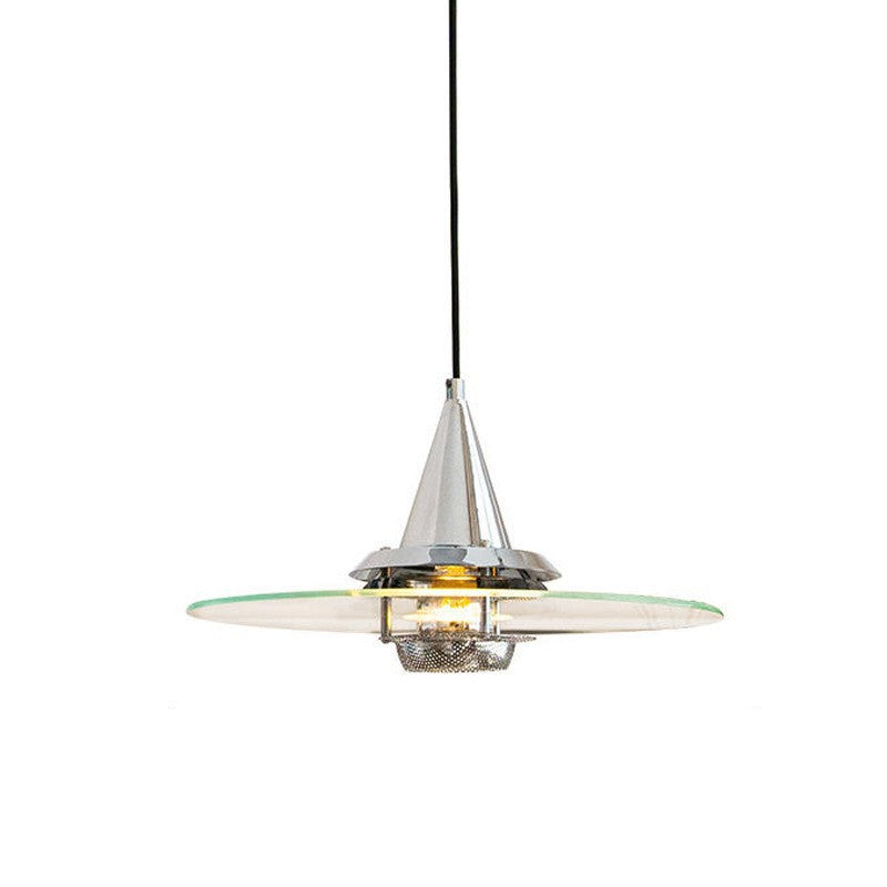 Contemporary Scandinavian Flying Saucer Iron Glass 1-Light Pendant Light For Living Room