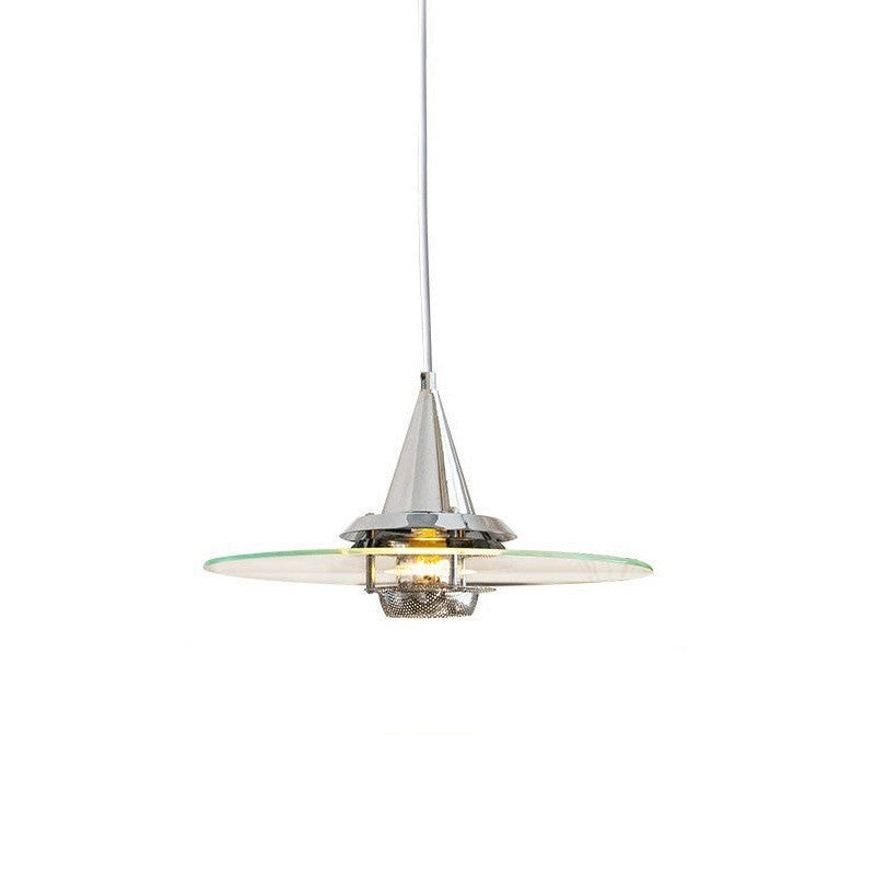 Contemporary Scandinavian Flying Saucer Iron Glass 1-Light Pendant Light For Living Room