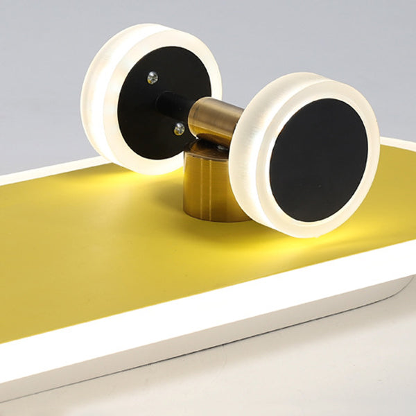 Contemporary Creative Skateboard Rectangular Iron Acrylic LED Flush Mount Ceiling Light For Bedroom