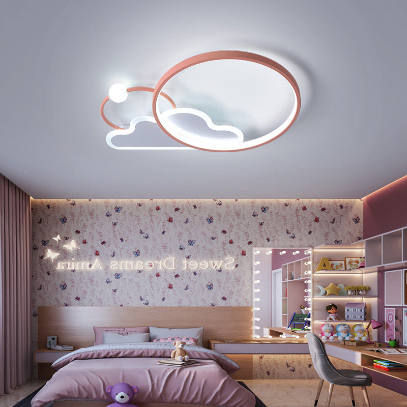 Contemporary Creative Cloud Circle Iron LED Flush Mount Ceiling Light For Bedroom