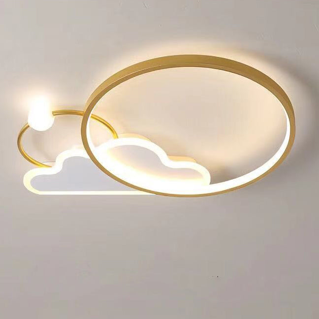Contemporary Creative Cloud Circle Iron LED Flush Mount Ceiling Light For Bedroom