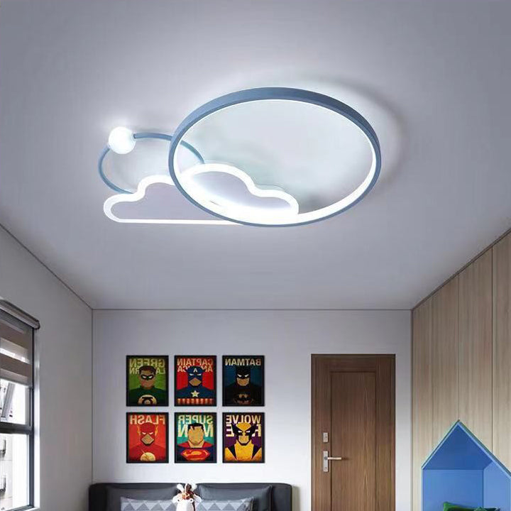 Contemporary Creative Cloud Circle Iron LED Flush Mount Ceiling Light For Bedroom