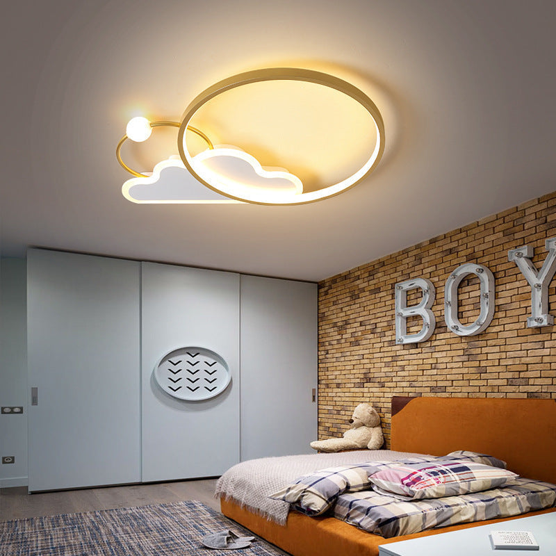 Contemporary Creative Cloud Circle Iron LED Flush Mount Ceiling Light For Bedroom
