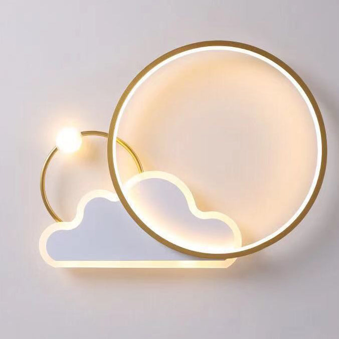 Contemporary Creative Cloud Circle Iron LED Flush Mount Ceiling Light For Bedroom