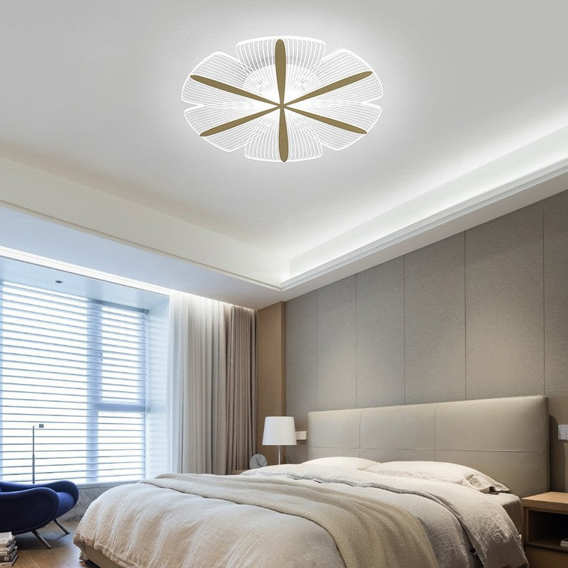 Modern Luxury Flower Iron Acrylic LED Semi-Flush Mount Ceiling Light For Bedroom
