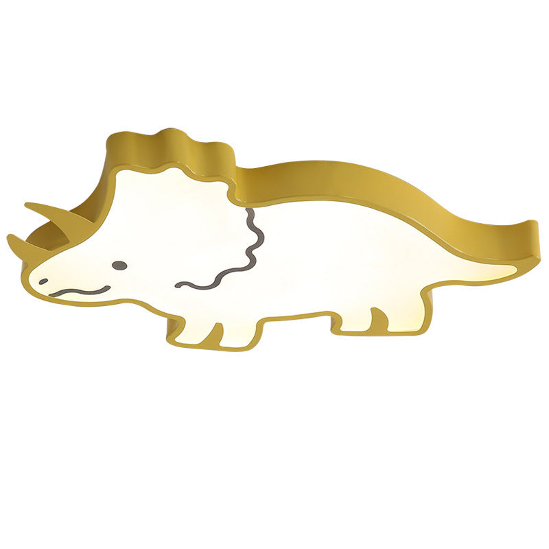 Contemporary Creative Kids Cartoon Rhino Iron Acrylic LED Flush Mount Ceiling Light For Bedroom