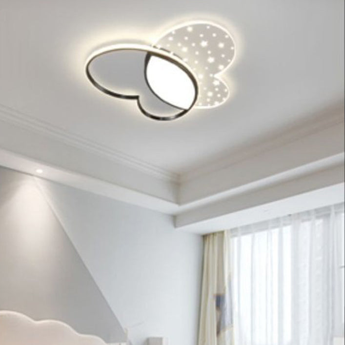 Contemporary Creative Butterfly Metal Acrylic LED Flush Mount Ceiling Light For Bedroom