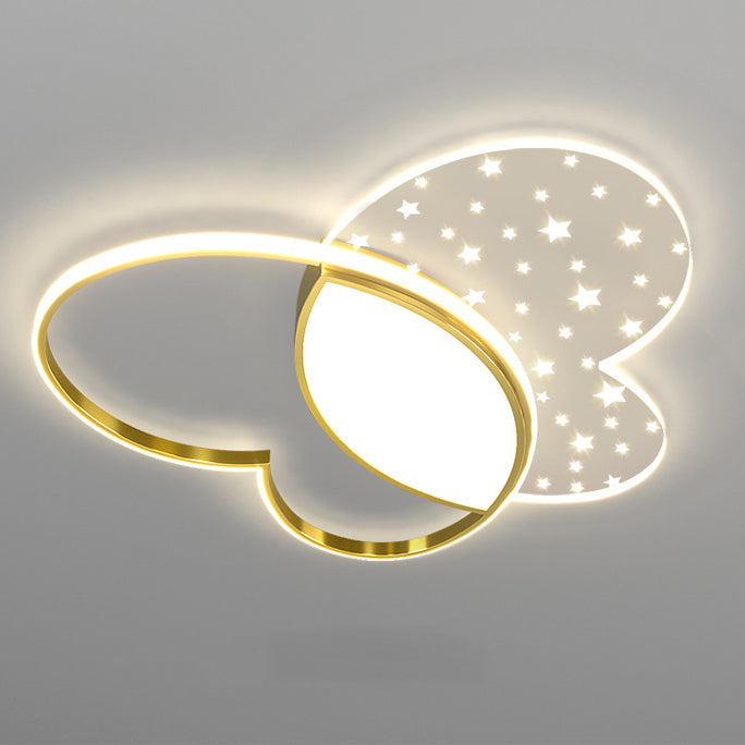 Contemporary Creative Butterfly Metal Acrylic LED Flush Mount Ceiling Light For Bedroom