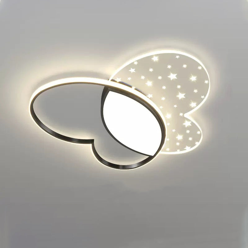Contemporary Creative Butterfly Metal Acrylic LED Flush Mount Ceiling Light For Bedroom