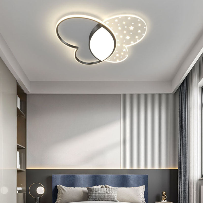 Contemporary Creative Butterfly Metal Acrylic LED Flush Mount Ceiling Light For Bedroom