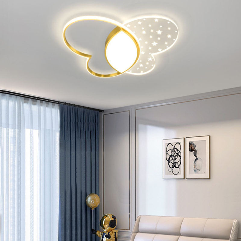 Contemporary Creative Butterfly Metal Acrylic LED Flush Mount Ceiling Light For Bedroom